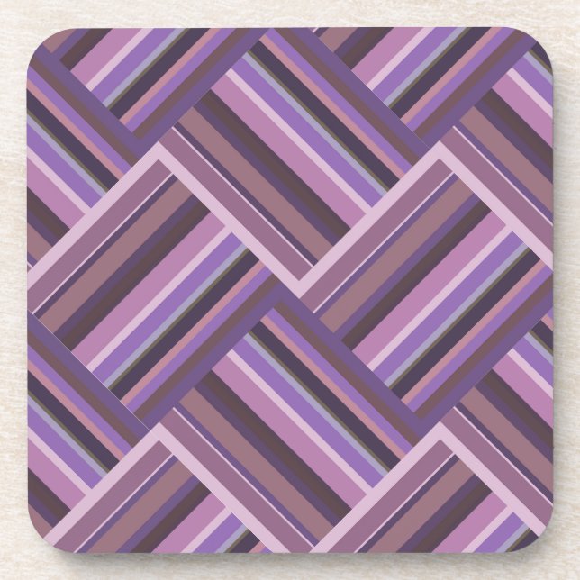 Posavasos Tejido diagonal de rayas malvas (Frente)