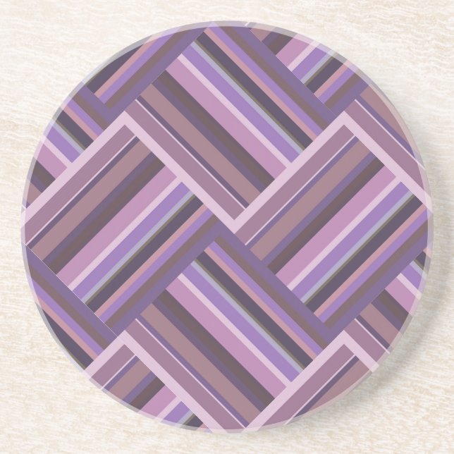 Posavasos Tejido diagonal de rayas malvas (Frente)