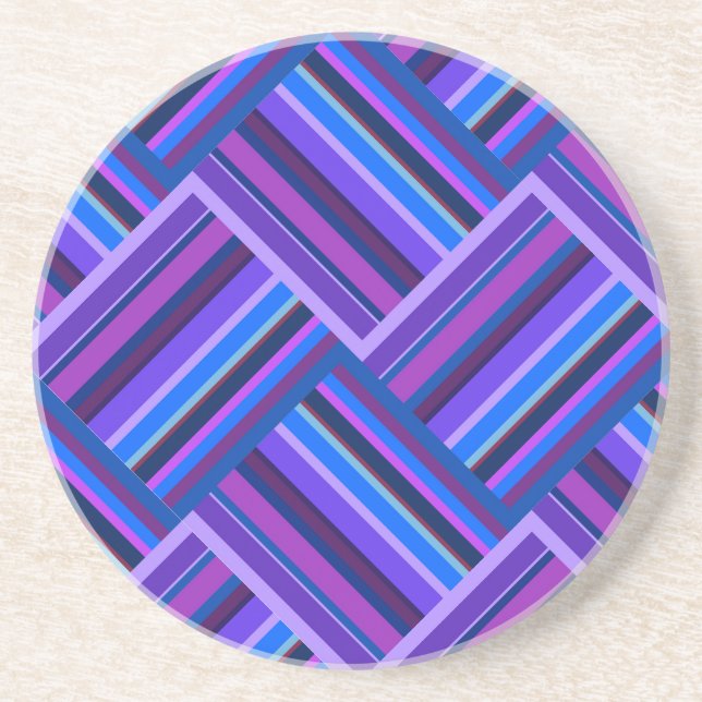 Posavasos Tejidos de rayas azules y violetas (Frente)