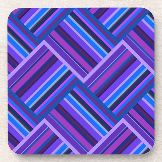 Posavasos Tejidos de rayas azules y violetas (Frente)