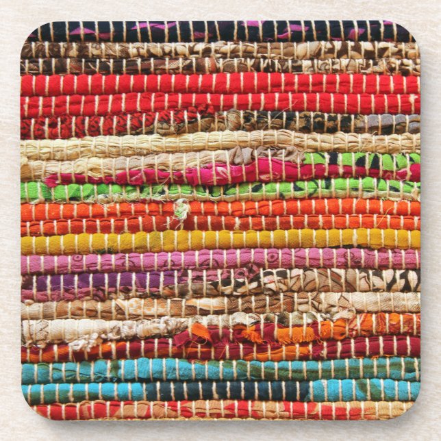 Posavasos Tejidos de tela rayada se ven naturales (Frente)