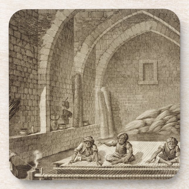 Posavasos Tejiendo una manta, de artes del volumen II y de (Frente)