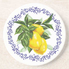 Posavasos Tela azul limón para ducha de novia con estilo cam