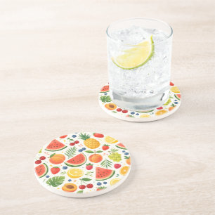 Posavasos Tela de Patrón de Frutas de Verano   Sandía Tropic