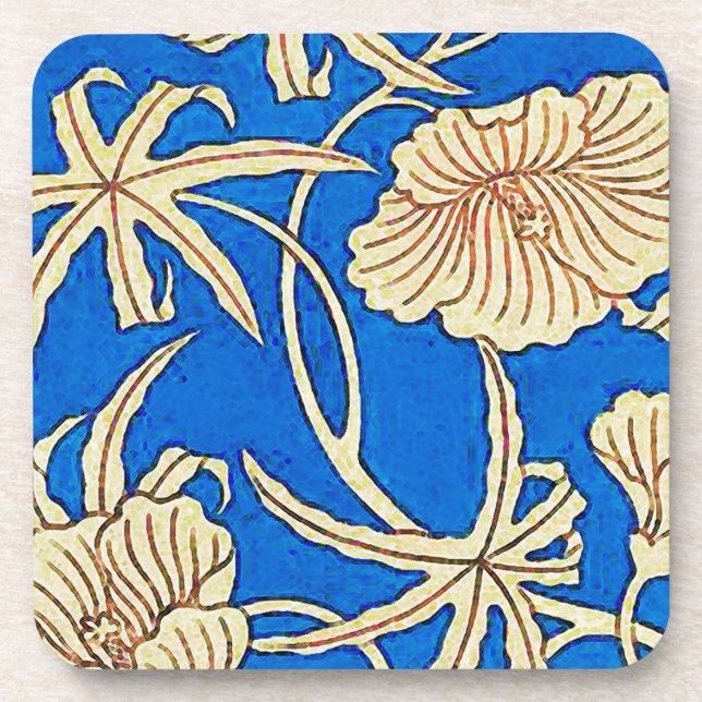 Posavasos Tela de seda japonesa - azul y beige (Frente)