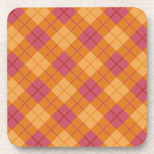 Posavasos Tela escocesa diagonal en naranja y rosa