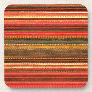 Posavasos Tela Textil Rayas Rojo Naranja y Verde