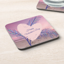 Posavasos Tema Costero Pastel Valentine Playa Rosa Sunset