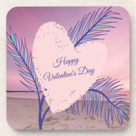 Posavasos Tema Costero Pastel Valentine Playa Rosa Sunset