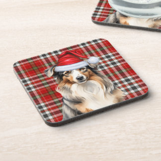 Posavasos Tema del invierno Pastor Australiano Perro Rojo