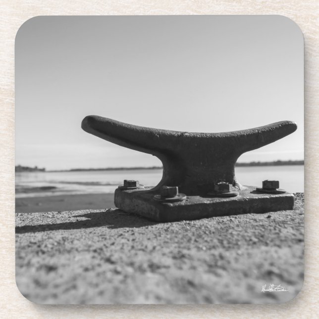 Posavasos tema marino, blanco y negro (Frente)