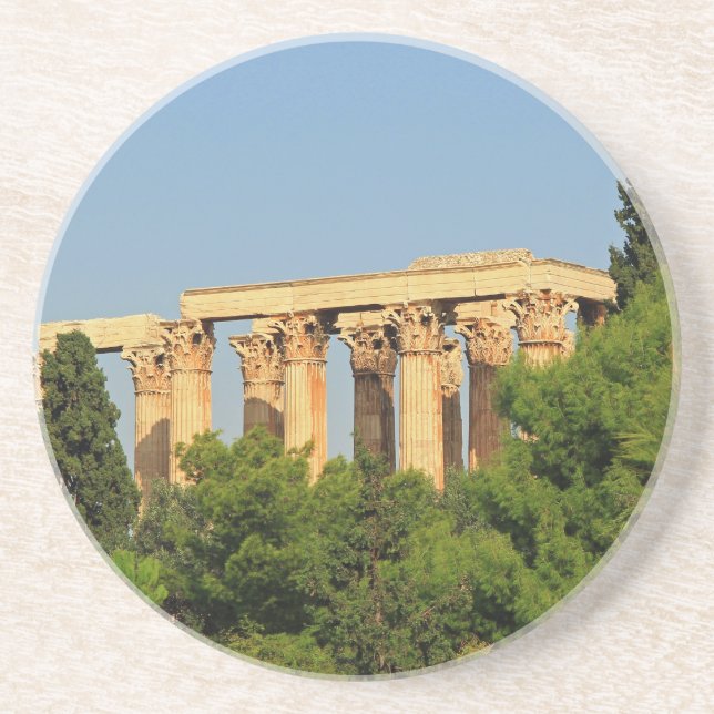 Posavasos Templo de Zeus Olímpico, Atenas, Grecia y montaña  (Frente)