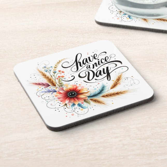 Posavasos Ten un buen día floral (Lado Izquierdo)