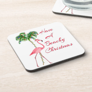 Posavasos Ten Un Flamingo De Navidades De Playa
