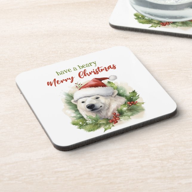 Posavasos Ten Un Temor, Feliz Navidad, Oso Polar Gracioso (Lado Izquierdo)