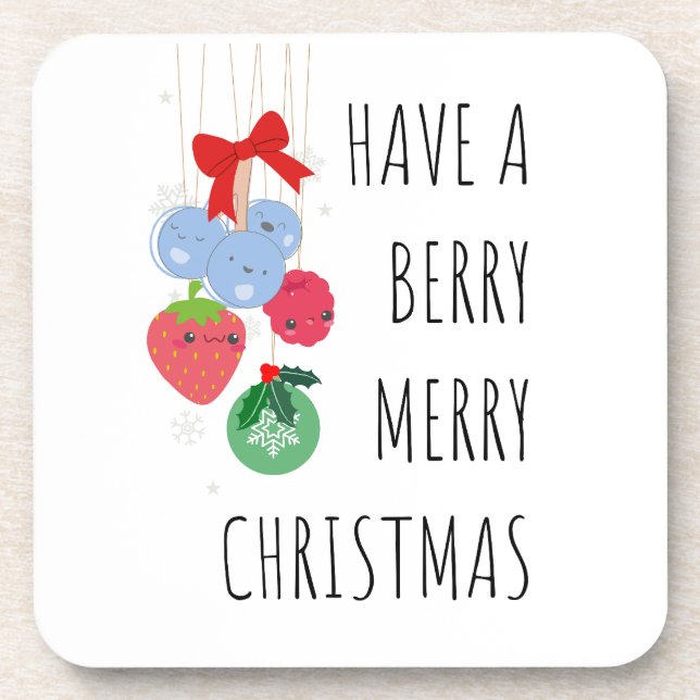 Posavasos Ten una Berry Merry Christmas - Cuestas Berries (Frente)