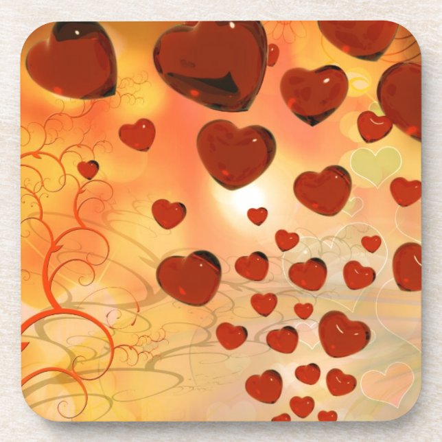 Posavasos Tendencia corazones de amor, accesorios. Día de Sa (Frente)