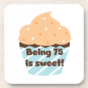Posavasos Tener 75 años es dulces camisetas de cumpleaños y 
