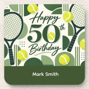 Posavasos Tenis cumpleaños 50 pelota de tenis y número
