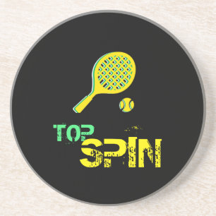 Posavasos Tennis Sport Pop Art, Green & Yellow Racket & Ball