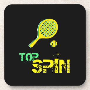 Posavasos Tennis Sport Pop Art, Green & Yellow Racket & Ball