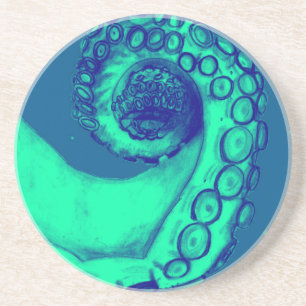 Posavasos Tentáculo de pulpo verde azulado y náutico