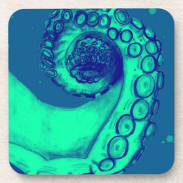 Posavasos Tentáculo de pulpo verde azulado y náutico