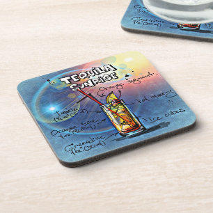 Posavasos Tequila Sunrise Cocktail (#7/12 Set de recetas par