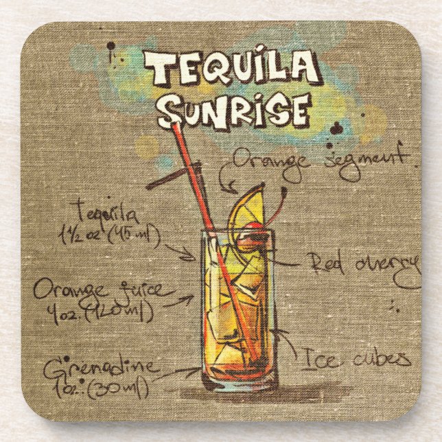 Posavasos Tequila Sunrise Cocktail Bebe Monstruo (Frente)