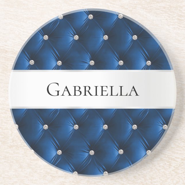 Posavasos Terciopelo Falso Azul Glam de Lujo (Frente)