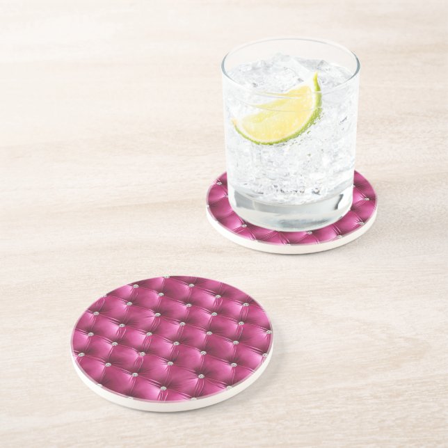 Posavasos Terciopelo rosa de imitación de Moda cálida (Lado)