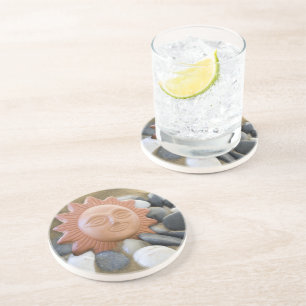 Posavasos Terra Cotta Sun On Sand Rocks