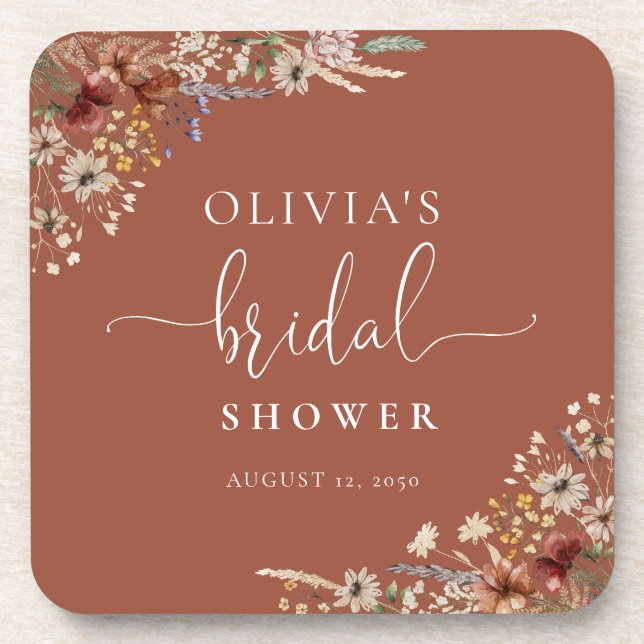 Posavasos Terracota Tiny Wildflower Bridal Shower (Frente)