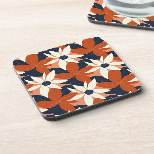 Posavasos Terracotta White Floral Elegante