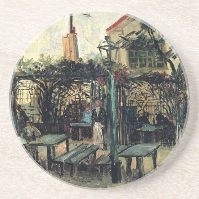 Posavasos Terraza de un café, Montmartre por Vincent van Gog (Frente)