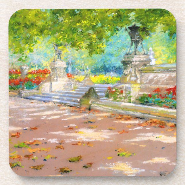 Posavasos Terraza vintage, dibujo de Prospect Park (1887) (Frente)