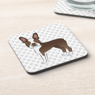 Posavasos Terrier de Boston marrón, perro de dibujos animado