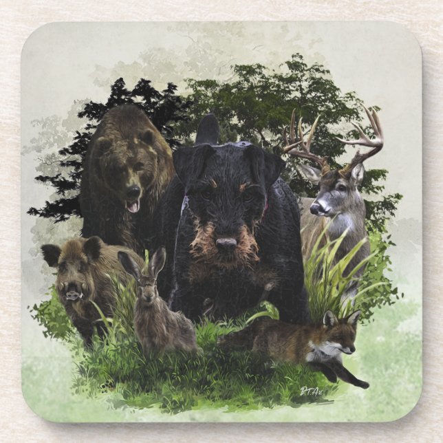 Posavasos Terrier de caza alemán (Jagdterrier) (Frente)