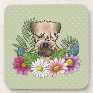 Posavasos Terrier Wheaten de Pelaje Suave Flores Coloridas V