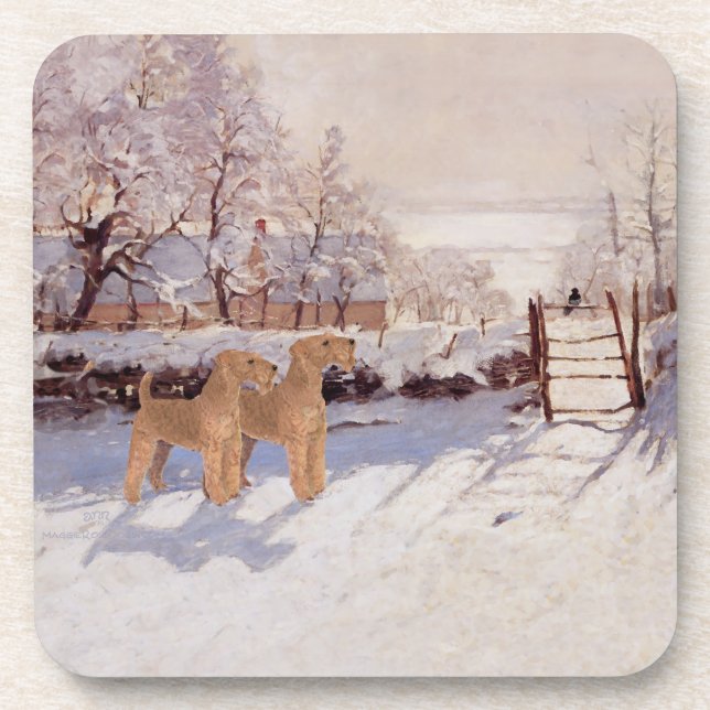 Posavasos Terriers Irlandeses en Invierno (Frente)