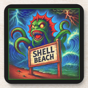 POSAVASOS TERROR EN LA PLAYA DE SHELL.
