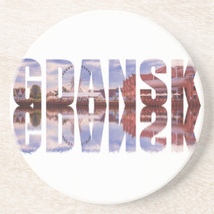 Posavasos Texto de Gdansk con vista al casco antiguo con ref