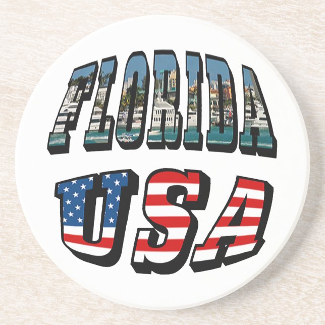 Posavasos Texto de la bandera del estado de Florida y de los (Frente)