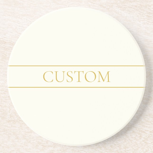 Posavasos Texto de Personalizable simple y elegante | Gold O (Frente)