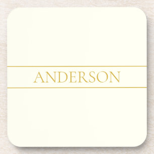 Posavasos Texto de Personalizable simple y elegante Gold O