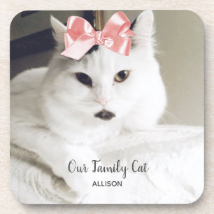 Posavasos Texto de Personalizado de gatos blancos recortado
