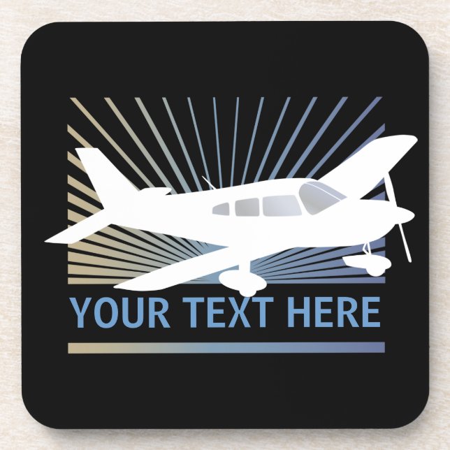 Posavasos Texto del personalizar - aeroplano del ala baja (Frente)