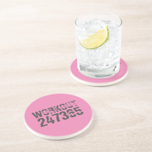Posavasos Texto desgastado y raspado Workout 247365 rosa