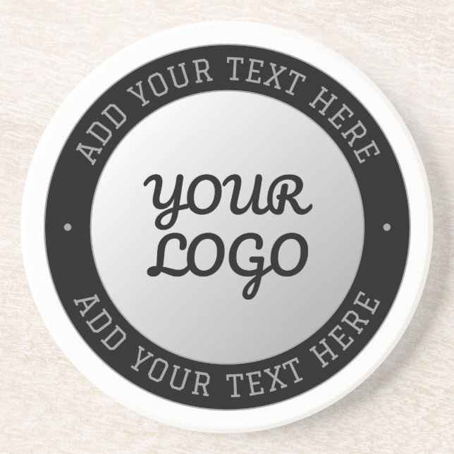 Posavasos Texto personalizable y logotipo | Gradiente gris (Frente)