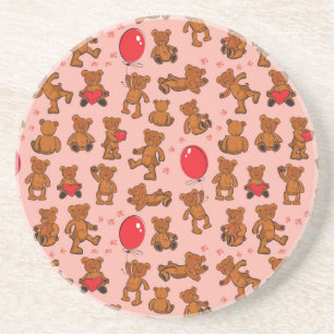 Posavasos Textura con los osos de peluche, corazones